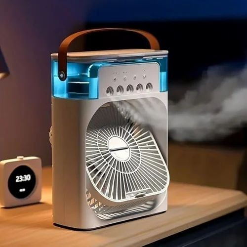 Portable Mini Air Cooler With 7-Color LED, 3 Speeds, Timer & Spray Modes USB AC For Home/Office