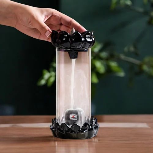 Polyresin Flower Glass Shiv Ling Back Flow Smoke Fountain, For Home / Office Decor,Gifting.