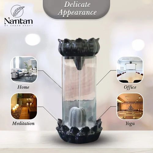 Polyresin Flower Glass Shiv Ling Back Flow Smoke Fountain, For Home / Office Decor,Gifting.