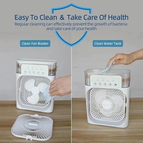 Portable Mini Air Cooler With 7-Color LED, 3 Speeds, Timer & Spray Modes USB AC For Home/Office